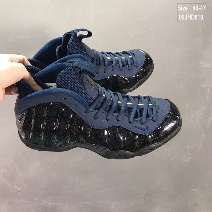 2019 Nike Air Foamposite Shine Black Blue Shoes